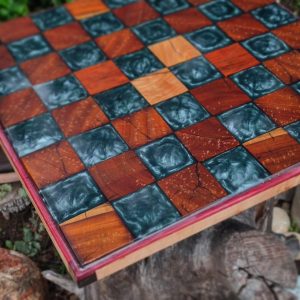 Tablero de ajedrez madera y resina de epoxy