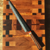 Cuchillo Takobiki artesanal acabado Kurouchi con caja de madera.